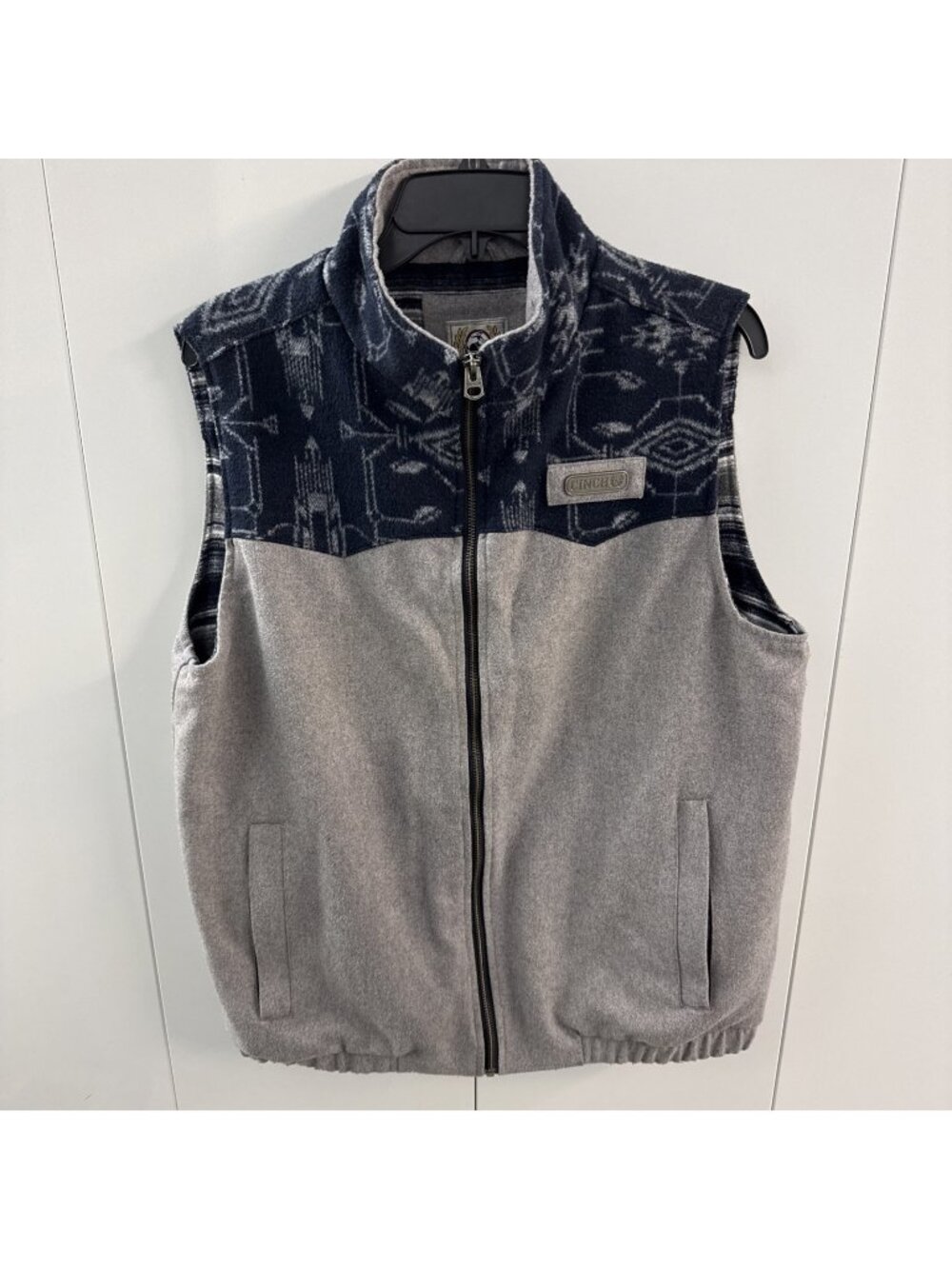 CINCH Conceal Carry Wool Blend Western Vest Full Zip Gray Mens Size Small